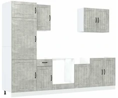 Virtuvinių spintelių komplektas, 7 dalių, Lucca, betono pilka