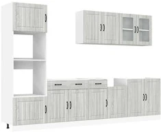 Virtuvinių spintelių komplektas, 7 dalių, Kalmar, pilka