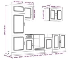 Virtuvinių spintelių komplektas, 7 dalių, Kalmar, betono pilka