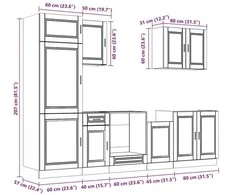 Virtuvinių spintelių komplektas, 7 dalių, Porto, juoda