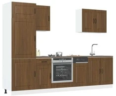 Virtuvinių spintelių komplektas, 7 dalių, Kalmar, ruda