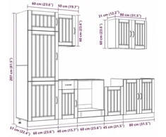 Virtuvinių spintelių komplektas, 7 dalių, Lucca, dūminio