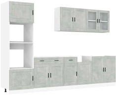 Virtuvinių spintelių komplektas, 7 dalių, Kalmar, betono pilka