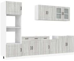 Virtuvinių spintelių komplektas, 7 dalių, Kalmar, pilka