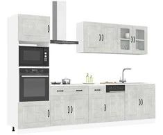 Virtuvinių spintelių komplektas, 7 dalių, Kalmar, betono pilka
