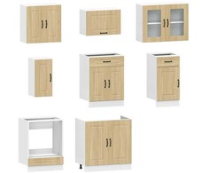 Virtuvinių spintelių komplektas, 8 dalių, Kalmar, ąžuolo