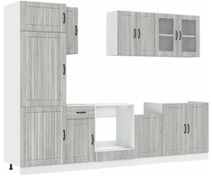 Virtuvinių spintelių komplektas, 8 dalių, Kalmar, pilka