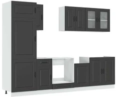 Virtuvinių spintelių komplektas, 8 dalių, Kalmar, juoda
