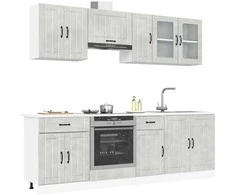 Virtuvinių spintelių komplektas, 8 dalių, Lucca, betono pilka