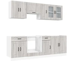 Virtuvinių spintelių komplektas, 8 dalių, Kalmar, pilka