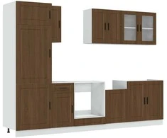 Virtuvinių spintelių komplektas, 8 dalių, Kalmar, ruda