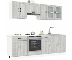 Virtuvinių spintelių komplektas, 8 dalių, Kalmar, pilka