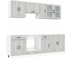 Virtuvinių spintelių komplektas, 8 dalių, Kalmar, pilka