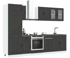 Virtuvinių spintelių komplektas, 8 dalių, Kalmar, juoda