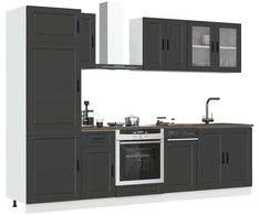 Virtuvinių spintelių komplektas, 8 dalių, Porto, juoda