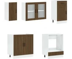 Virtuvinių spintelių komplektas, 8 dalių, Kalmar, ruda