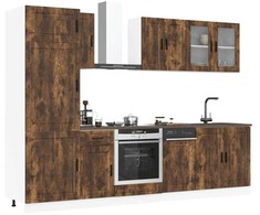 Virtuvinių spintelių komplektas, 8 dalių, Porto, dūminio