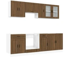 Virtuvinių spintelių komplektas, 8 dalių, Kalmar, ruda
