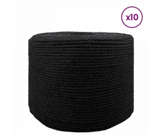 Virvė 10 pcs Juoda Medvilnė