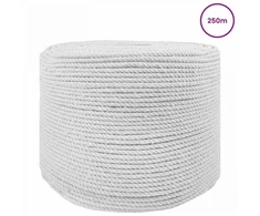 Medvilniniai siūlai 4 mm 250 m Balta 100% Medvilnė