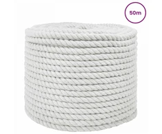 Medvilninė virvė 10 mm 50 m Balta 100% Medvilnė