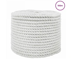 Medvilninė virvė 12 mm 100 m Balta 100% Medvilnė