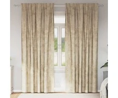 Aksominio tipo užuolaidos 2 pcs Kreminė 245 x 140 cm Aksomas