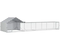 Vištidė su stogu ir kiemu 2 vnt. Sidabrinė 7 x 2 x 1,5 m