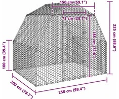 Vištienos bėgimas, 2,5x2x2,25m, galvanizuotas plienas