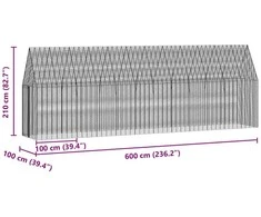 Vištų narvas 2 vnt. Sidabro 600 x 100 x 210 cm Cinkuota plienas