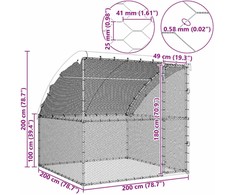 Vištų narvas Sidabrinė 2 x 2 x 2 m Galvanizuotas plienas