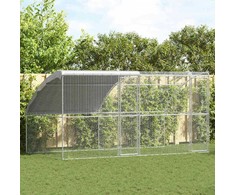 Vištų narvas 2 pcs Sidabro 400 x 200 x 200 cm Plienas ir PE