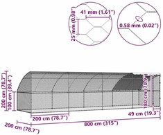 Vištų narvas 4 vnt. Sidabro 800 x 200 x 200 cm Plienas ir PE