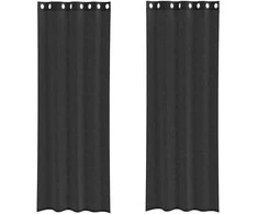 Voile užuolaidos su įvorėmis, 2vnt., juodos spalvos, 140x260cm