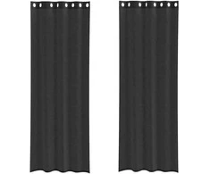 Voile užuolaidos su įvorėmis, 2vnt., juodos spalvos, 140x260cm