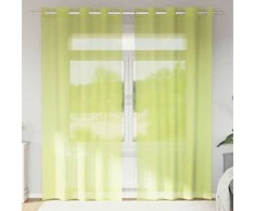 Voile užuolaidos su įvorėmis, 2vnt., obuolio žalios, 140x225cm