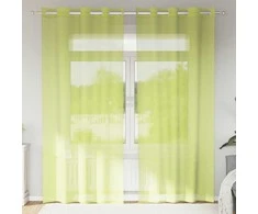 Voile užuolaidos su įvorėmis, 2vnt., obuolio žalios, 140x245cm