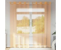Voile užuolaidos su įvorėmis, 2vnt., oranžinis, 140x225cm