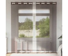 Voile užuolaidos su įvorėmis, 2vnt., rudos spalvos, 140x225cm