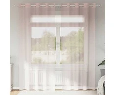 Voile užuolaidos su įvorėmis, 2vnt., šviesiai rožinė, 140x245cm
