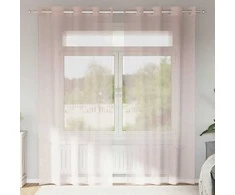 Voile užuolaidos su įvorėmis, 2vnt., šviesiai rožinė, 140x225cm