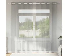 Voile užuolaidos su įvorėmis, 2vnt., šviesiai pilkas, 140x225cm