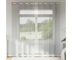 Voile užuolaidos su įvorėmis, 2vnt., šviesiai pilkas, 140x245cm