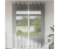 Voile užuolaidos su įvorėmis, 2vnt., tamsiai pilkas, 140x300cm