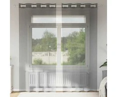 Voile užuolaidos su įvorėmis, 2vnt., tamsiai pilkas, 140x225cm