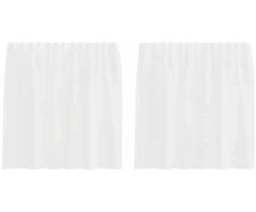Voile užuolaidos su kilpomis, 2vnt., baltos spalvos, 140x140cm