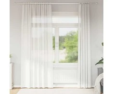 Voile užuolaidos su kilpomis, 2vnt., baltos spalvos, 140x245cm