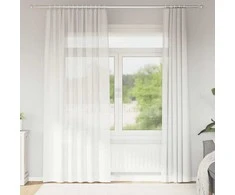 Voile užuolaidos su kilpomis, 2vnt., baltos spalvos, 140x225cm