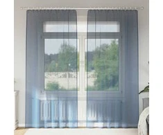Voile užuolaidos su kilpomis, 2vnt., karališka mėlyna 140x245cm