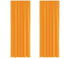 Voile užuolaidos su kilpomis, 2vnt., oranžinis, 140x260cm